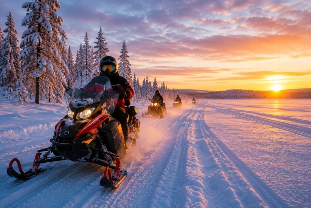 Recorrer Laponia nevada en moto de nieve