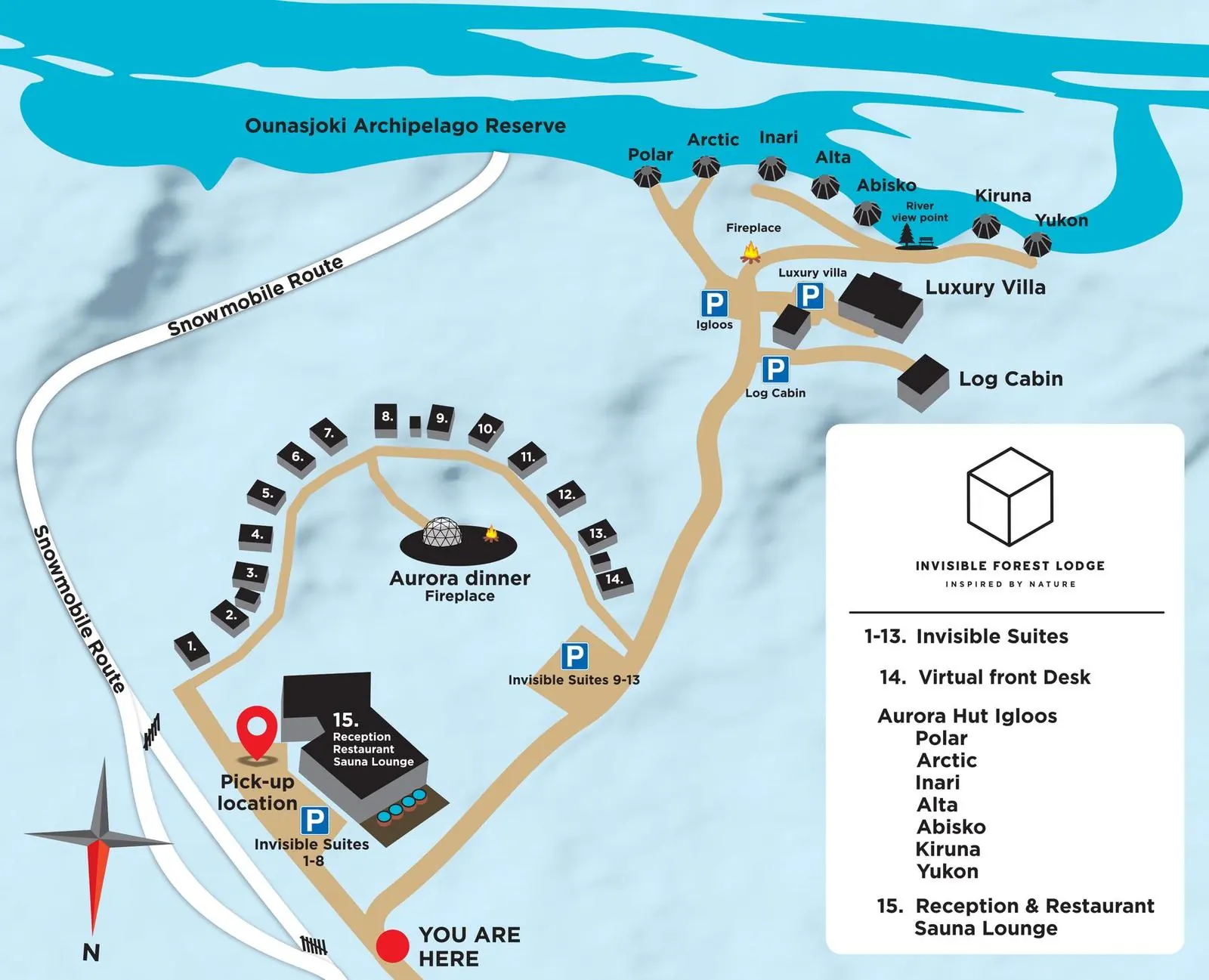 Illustrierter Lageplan des Resorts